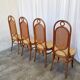 Set of 4 Vintage Bentwood Dining Chairs: Cane Back, Leather Seat, Thonet St