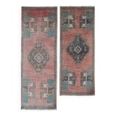 Set of 2 vintage handmade Turkish rugs 46x120 cm