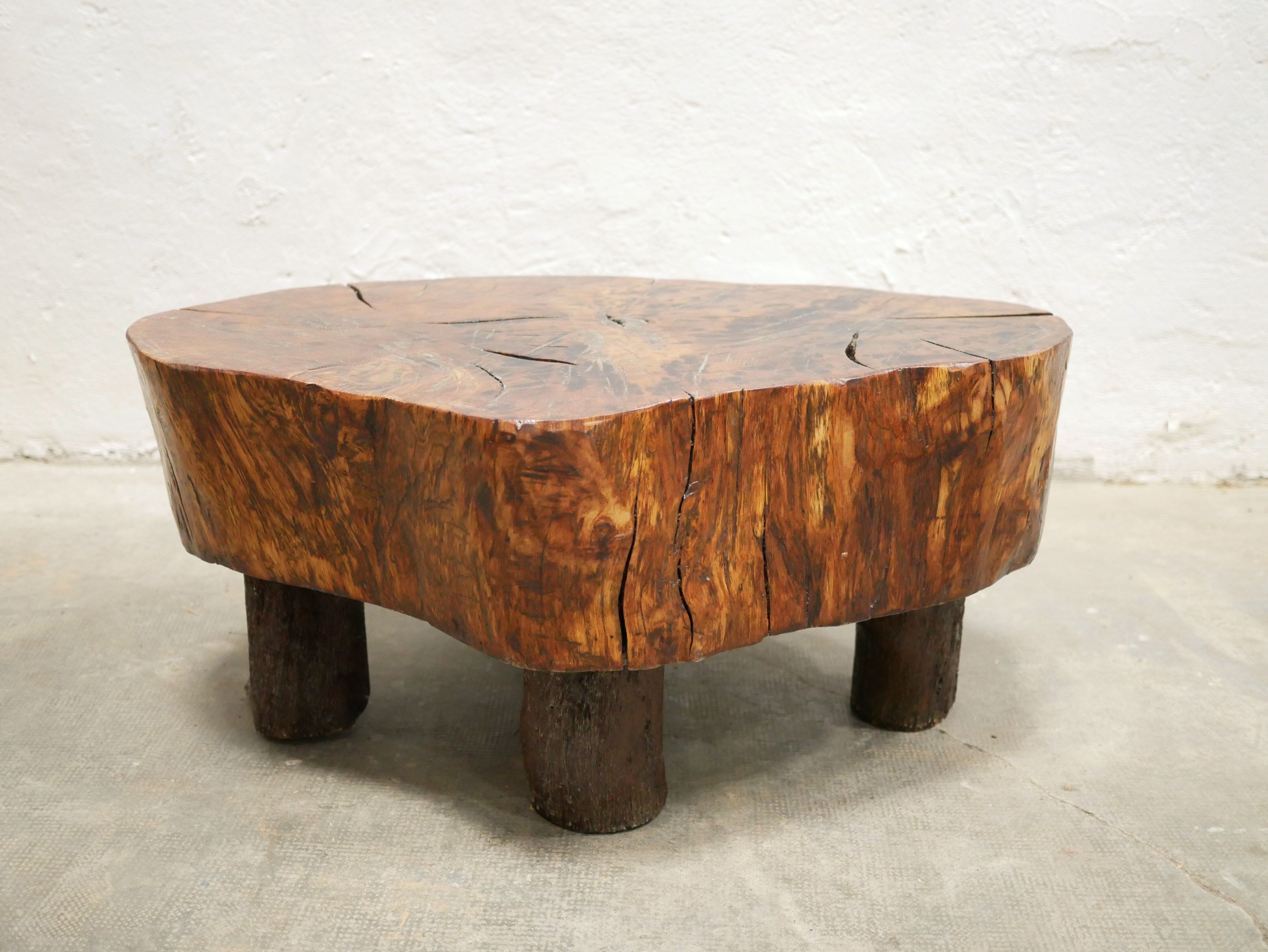 Vintage brutalist coffee table in solid wood