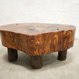 Vintage brutalist coffee table in solid wood