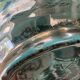 Vintage ceramic basket Accolay turquoise Signed Bull's Head X.C