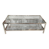 Gold metal design coffee table and beveled glass top