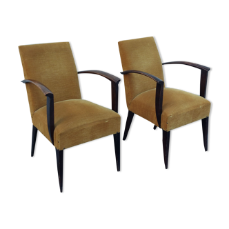 Pair of bridge Art deco armchairs 1930