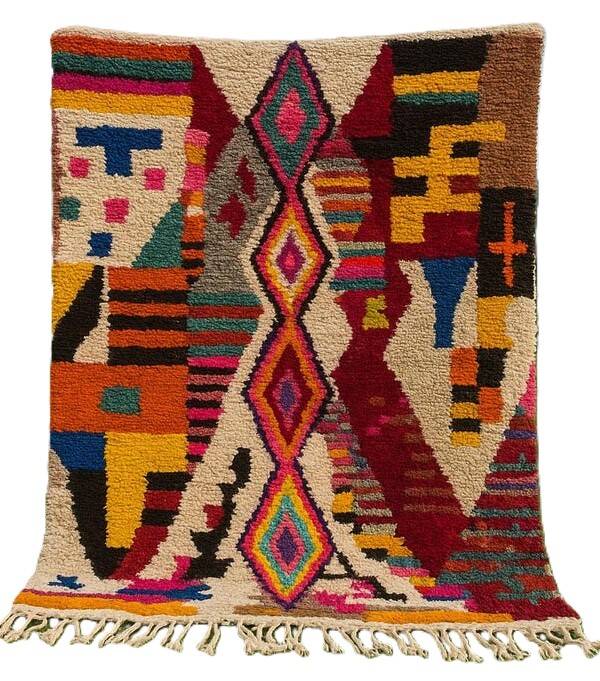 Moroccan Boujaad Rug – Handwoven Colourful Geometric Wool Carpet 150/250cm
