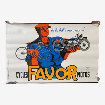 Affiche originale "Cycles et Motos Favor" 39x60cm 1937