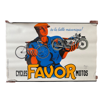 Affiche originale "Cycles et Motos Favor" 39x60cm 1937