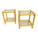 Pair of rattan and glass side tables – 1970s vintage style