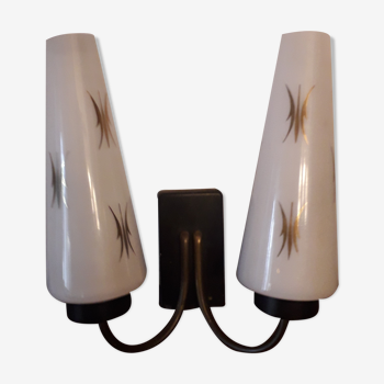 Wall sconce brass opaline, 1950s