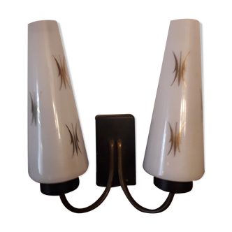 Wall sconce brass opaline, 1950s