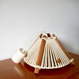 Scandinavian pendant light in wood and wool made in the GDR 60s-70s
