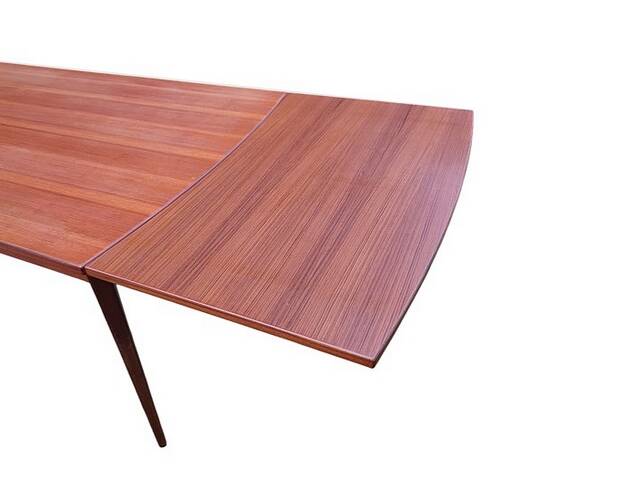 Table à manger scandinave extensible vintage 1960 rectangulaire teck