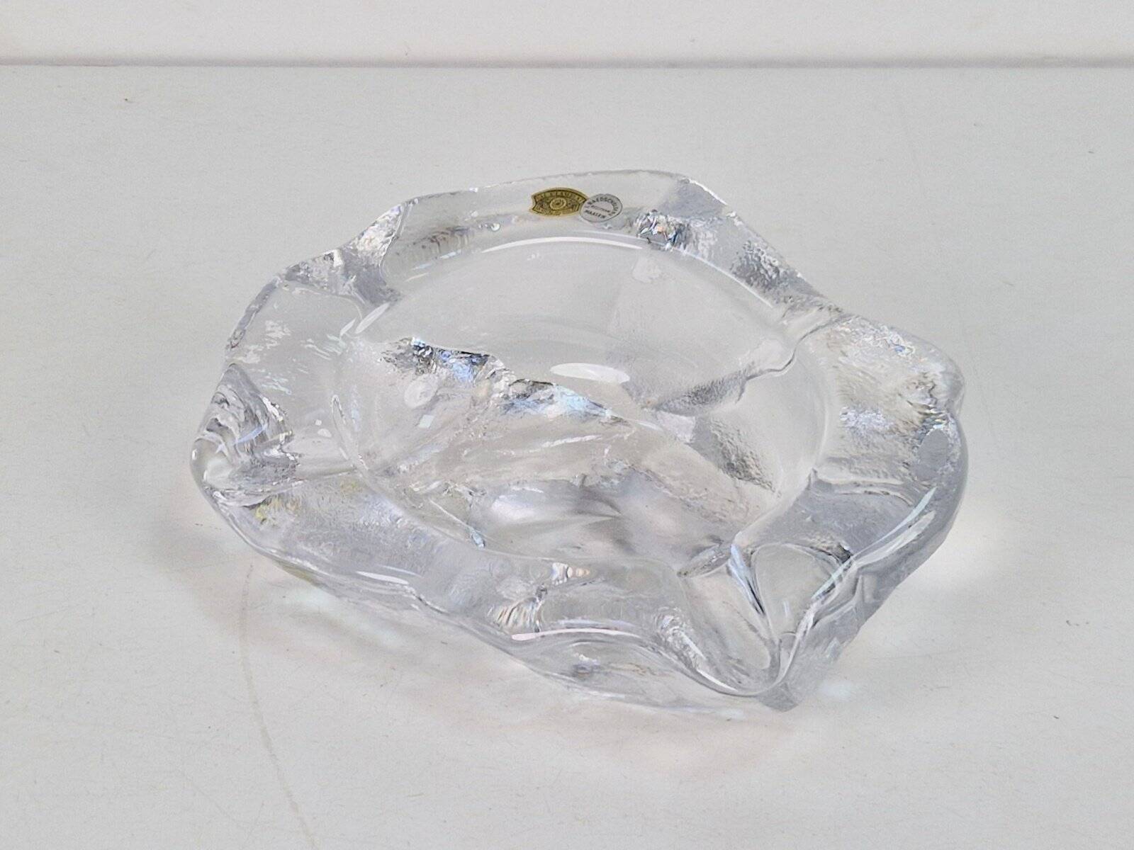 Vintage Brutalist Ice Glass Ashtray from Val Saint Lambert, 1960s