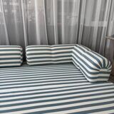 Vintage green and white striped sofa bed