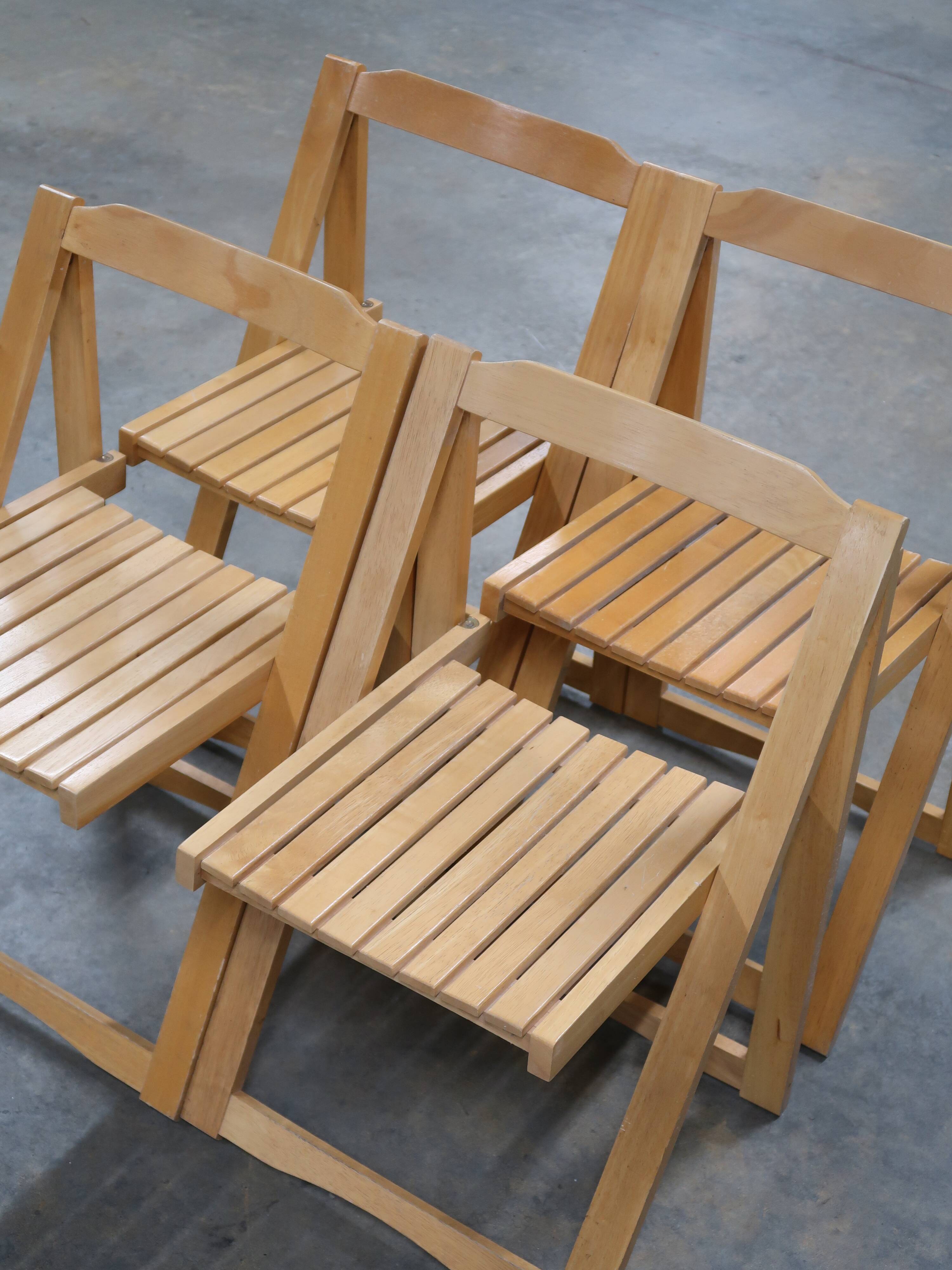 4 chaises pliantes bois vintage