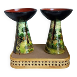 Pair of glazed Basque pottery signed G. Defly - 1950s.