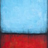 Blue and Red original minimalist abstract modern painting, stretched canvas