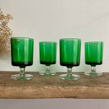 4 small green LUMINARC “Sweden” glasses