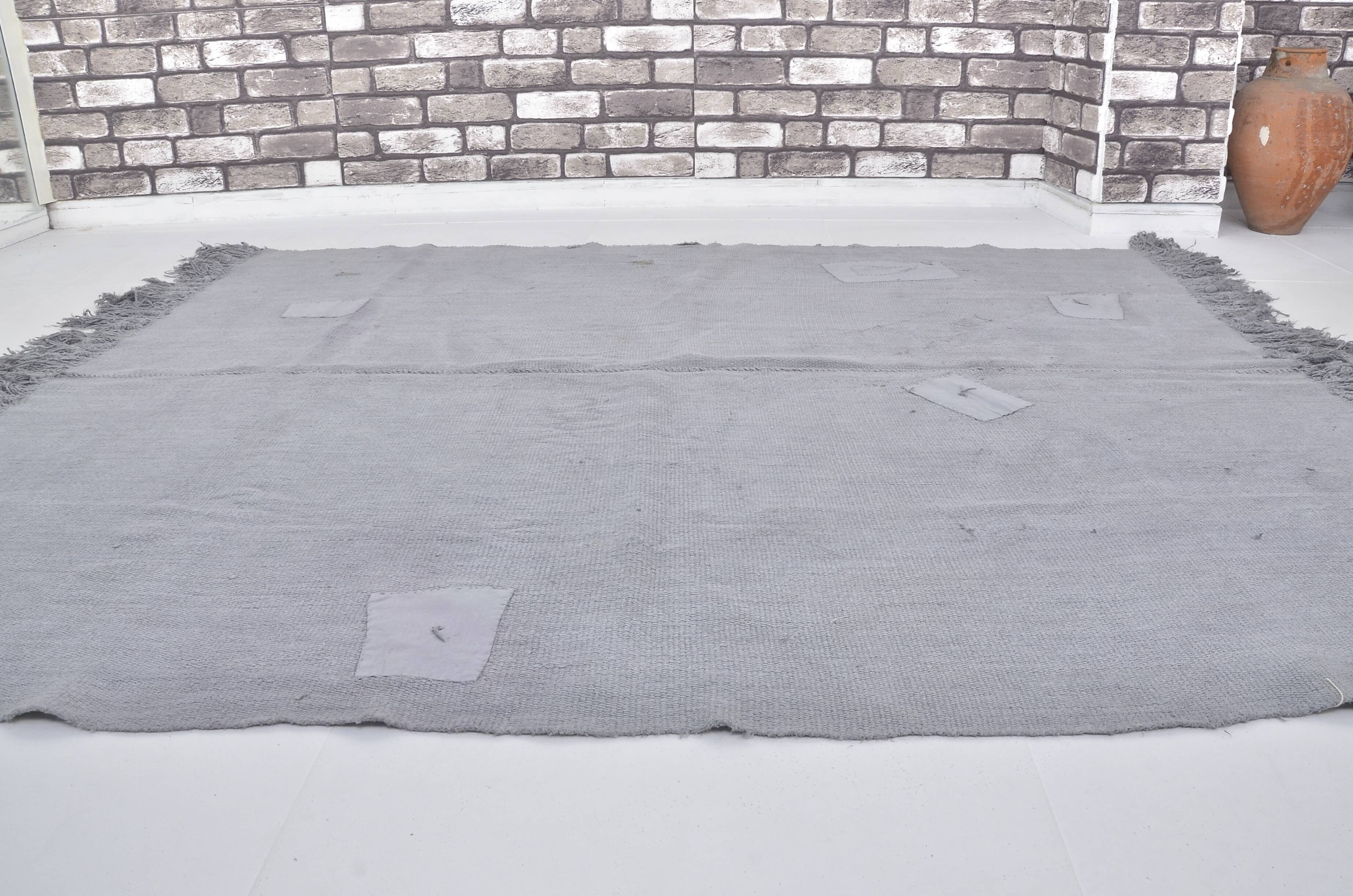 Vintage Anatolian hemp rug in grey, reference 3675