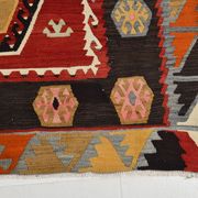 %100 Wool Turkish Vintage Kilim Rug, Mid Century Modern, 183x324 Cm