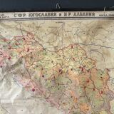 Cold war map of yugoslavia and albania vintage map 1963 linen school map