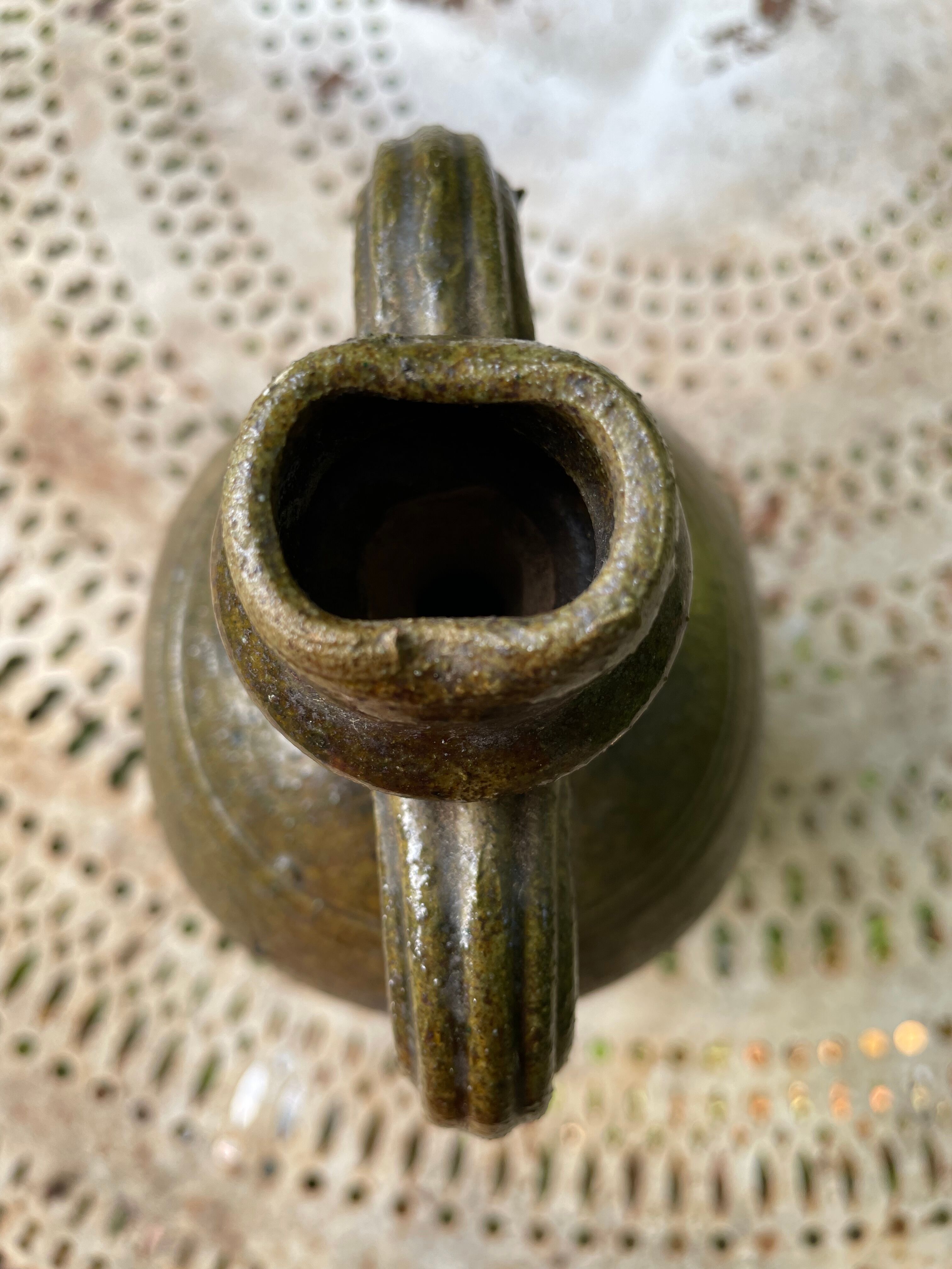 Persimmon glazed terracotta oil jar