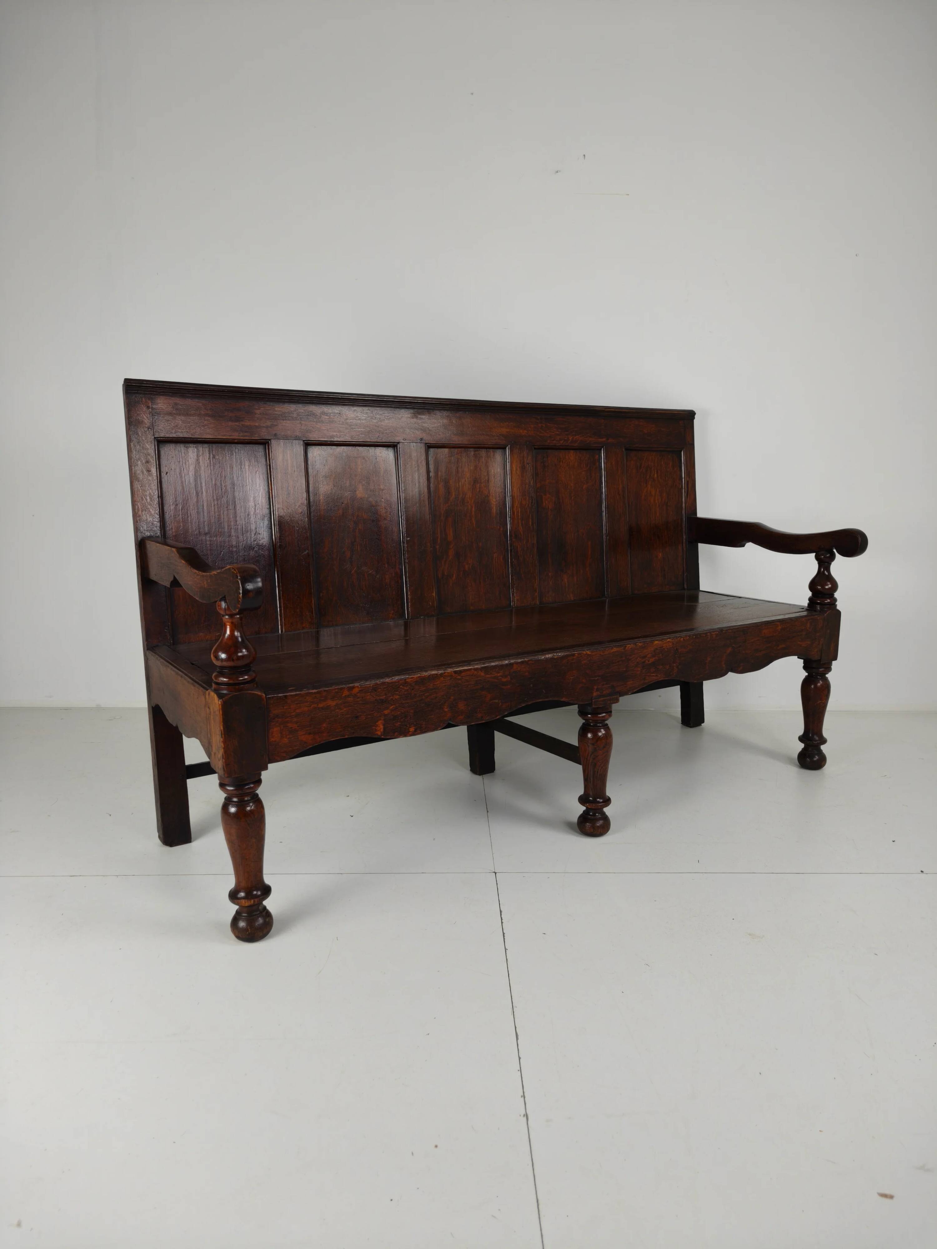 18th century Georgian oak settle bench – dated circa 1790