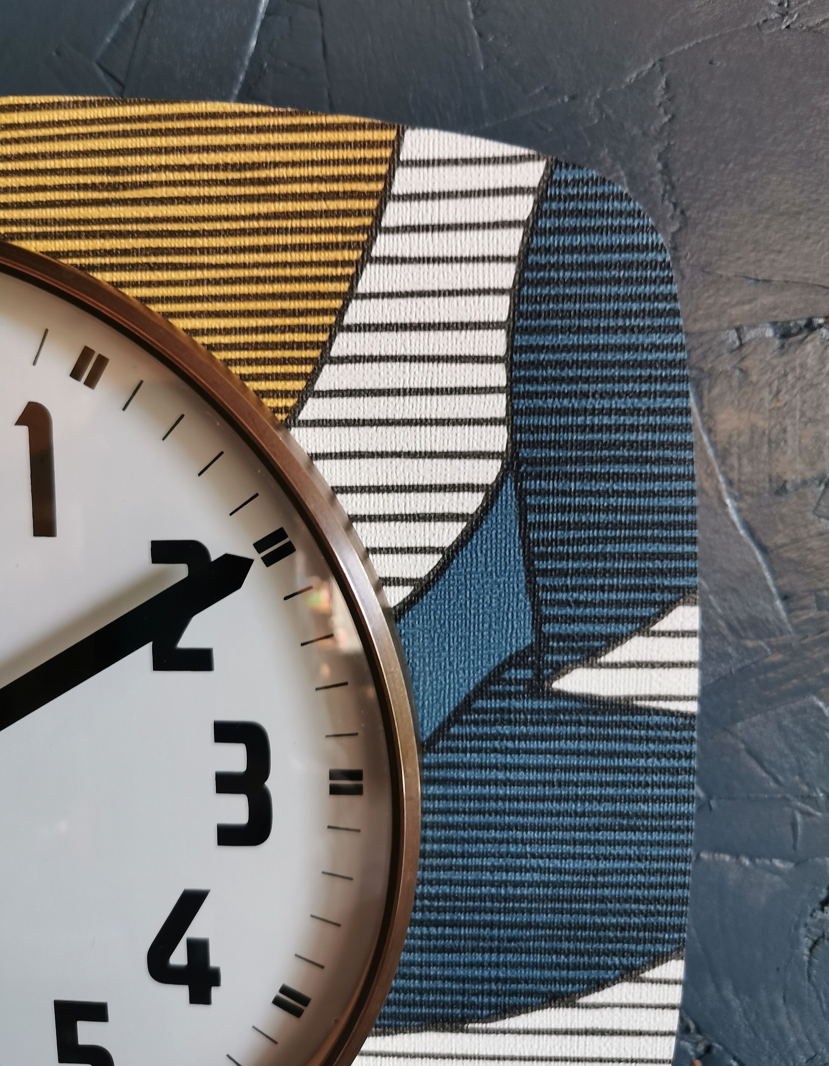 Vintage clock silent rectangular wall clock "Vedette bleu blanc ochre"