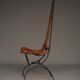 Chaise d'appoint en fer et cuir par Sido et François Thévenin, années 1980
