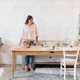 White wooden chest bench