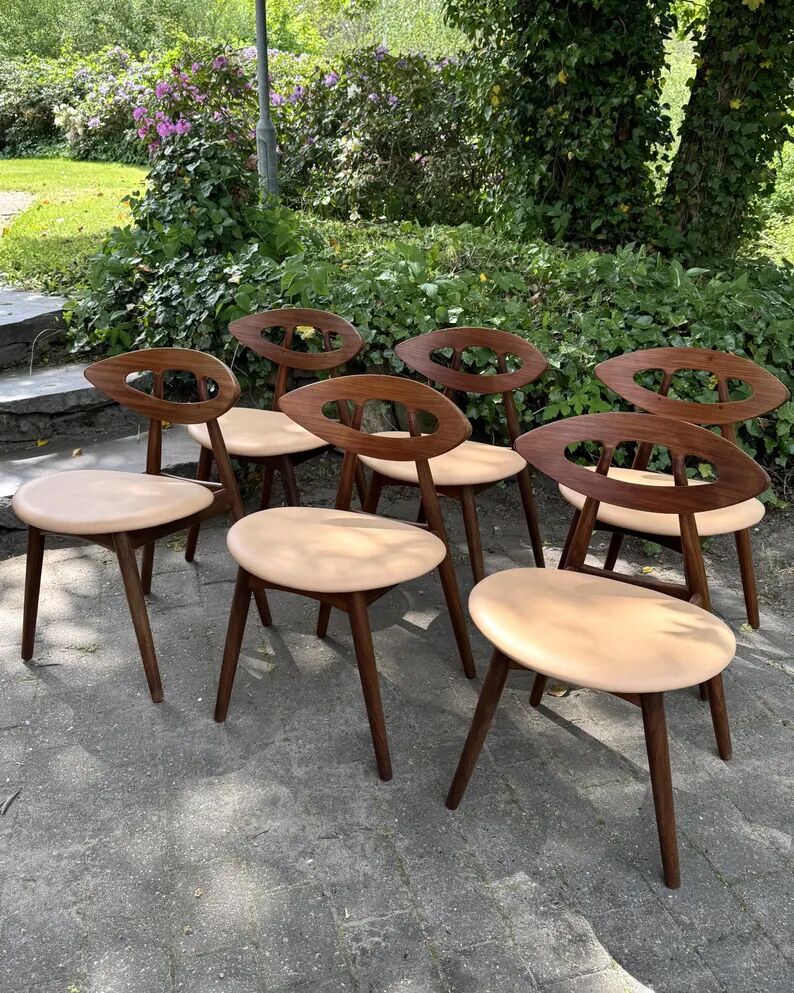 Ensemble de 6 chaises en teck par Ejvind A. Johansson - Modèle 84, Danemark, 1961