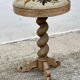 19th-century stool with twisted oak legs and embroidery.