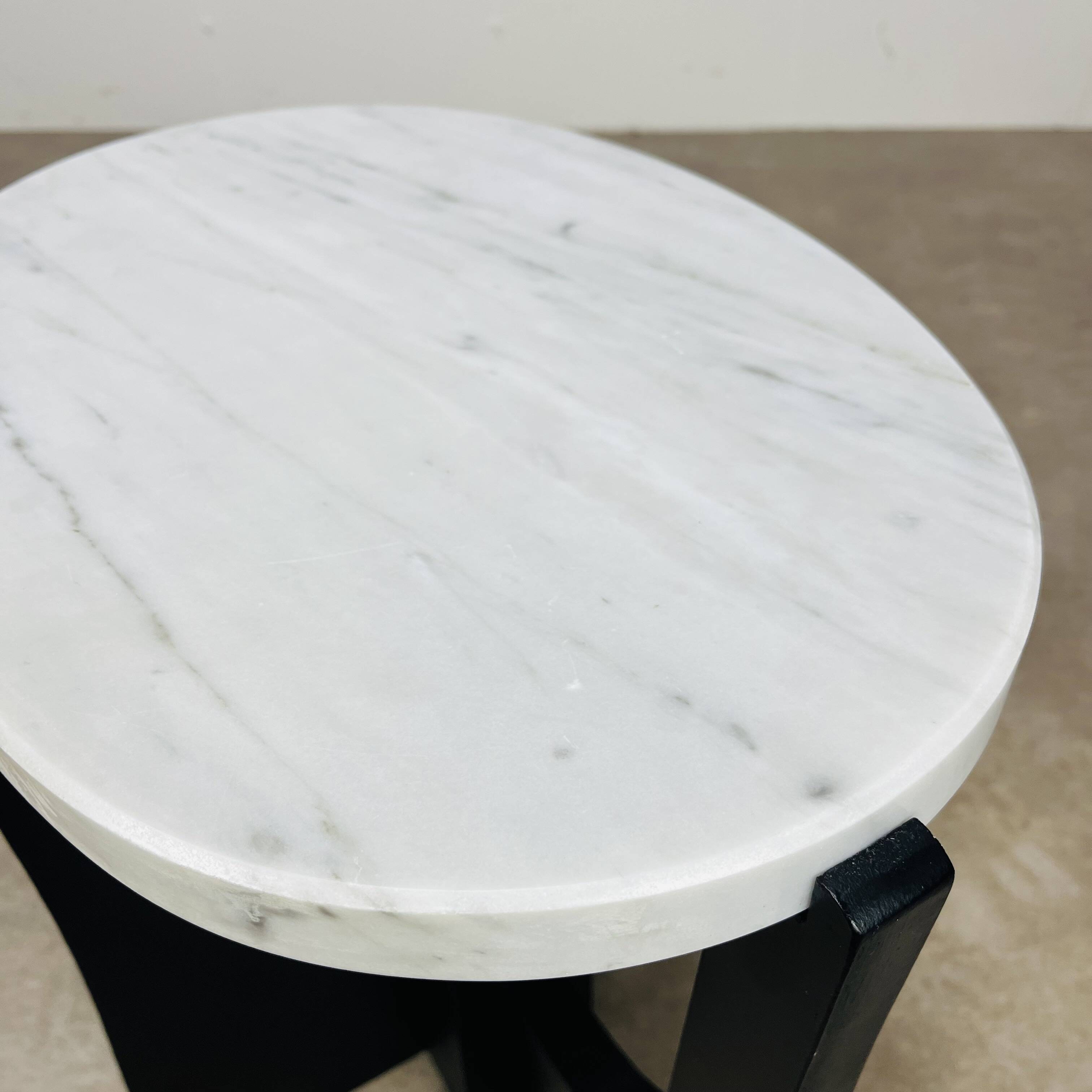 Scandinavian marble and wood side table from the 60s