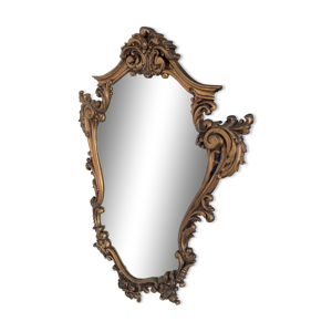 Miroir bois patiné doré