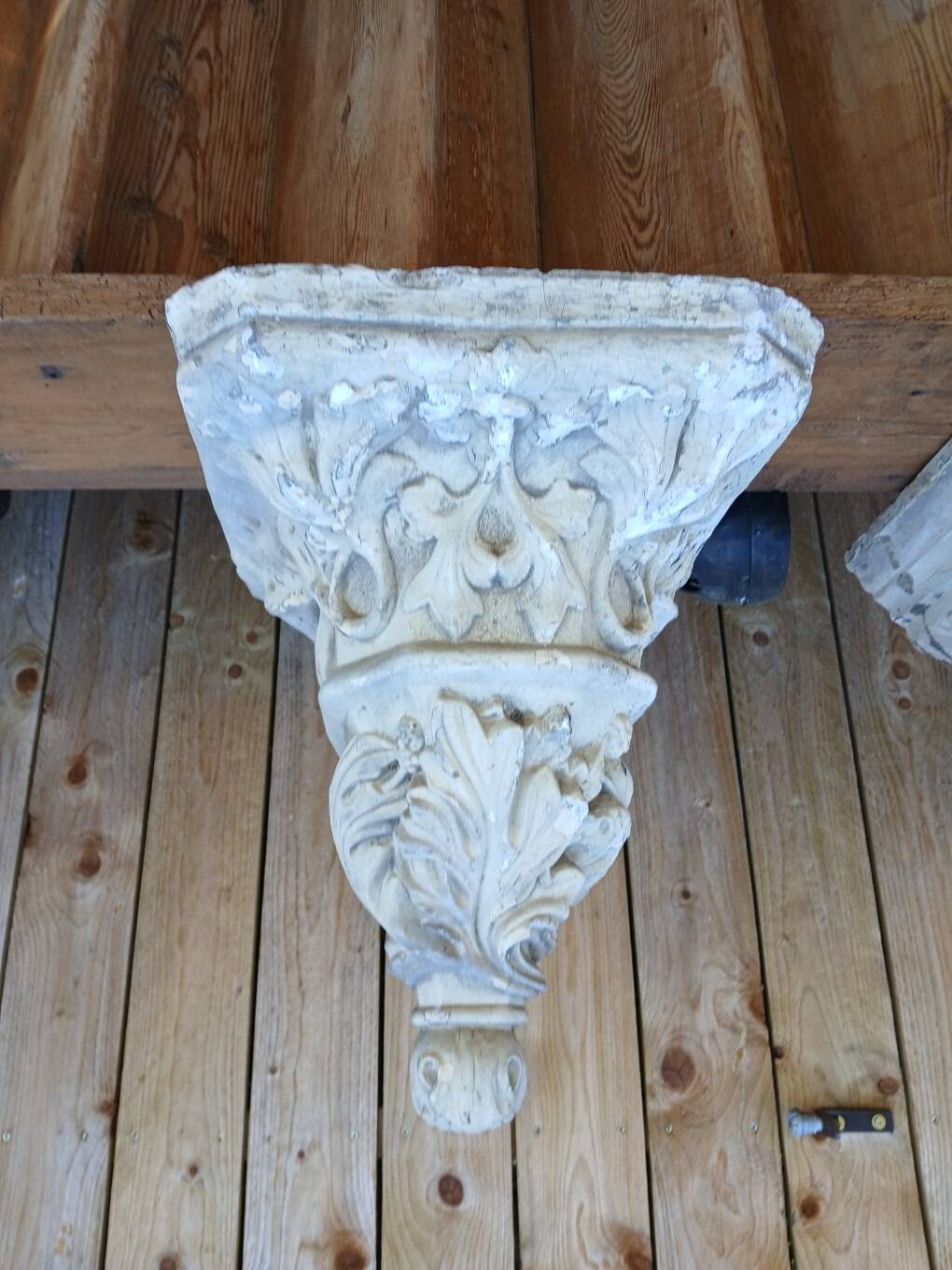 Sellette, corbeau, console murale (petit) en stuc ornement feuilles