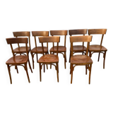 Set of 8 varnished bistro chairs