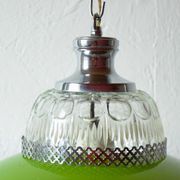 Vintage green glass and chrome metal pendant light
