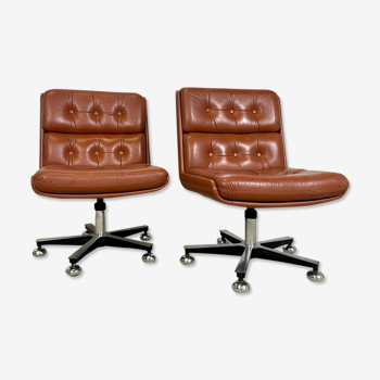 Paire de fauteuils vintage cuir
