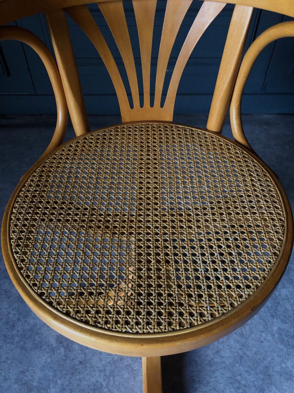 Armchair american turning desk wood hanger chene clair 1960 cannage
