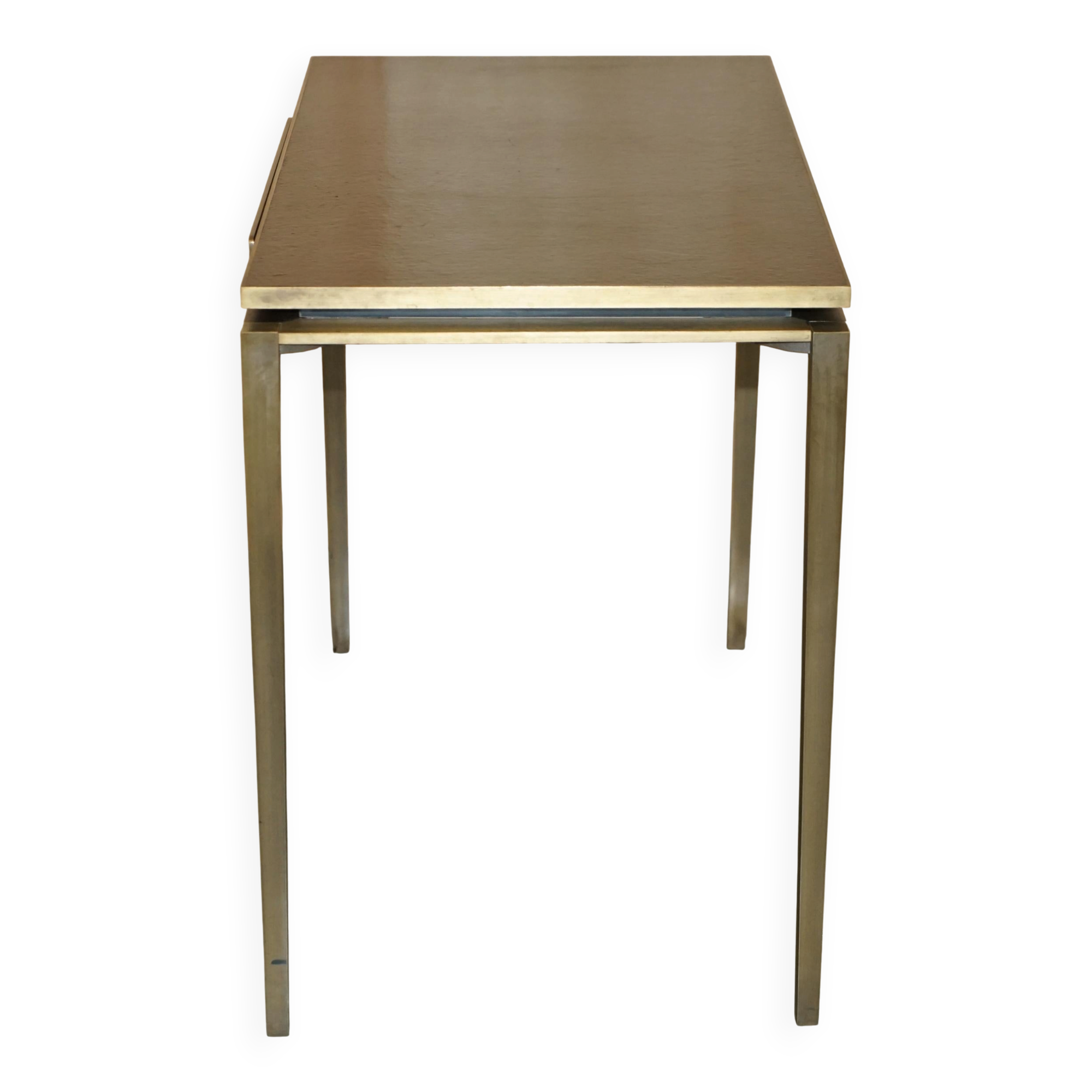 Bureau d'écriture moderne milieu du siècle Cartier Paris bronze cuir