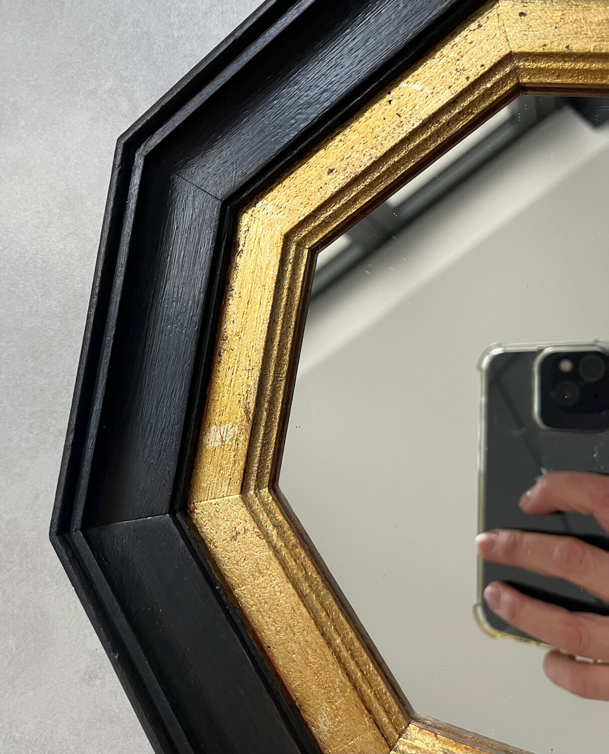 Miroir octogonal Noir et Or 29x29cm