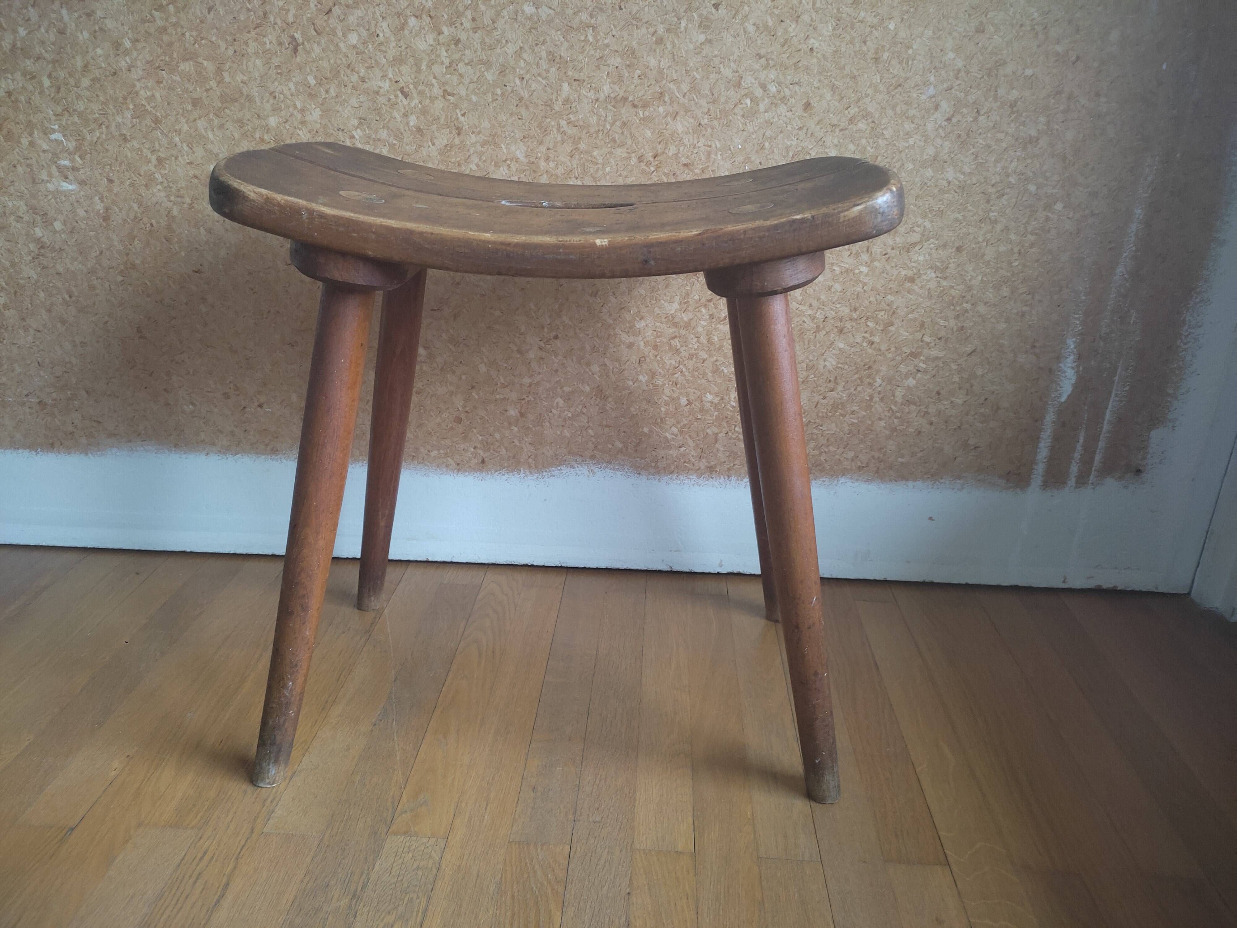 Tabouret en bois mid Century