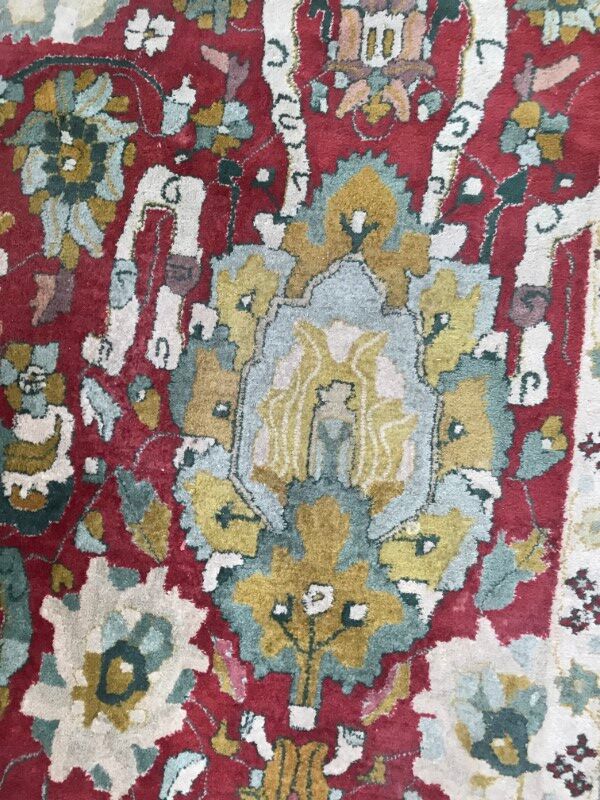 Large carpet old Agra French Janus point made Lily hand 250 X 350 CM