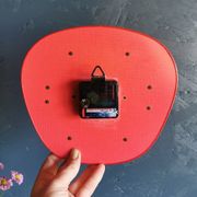 Horloge formica vintage pendule murale silencieuse trapèze "SMI rouge"