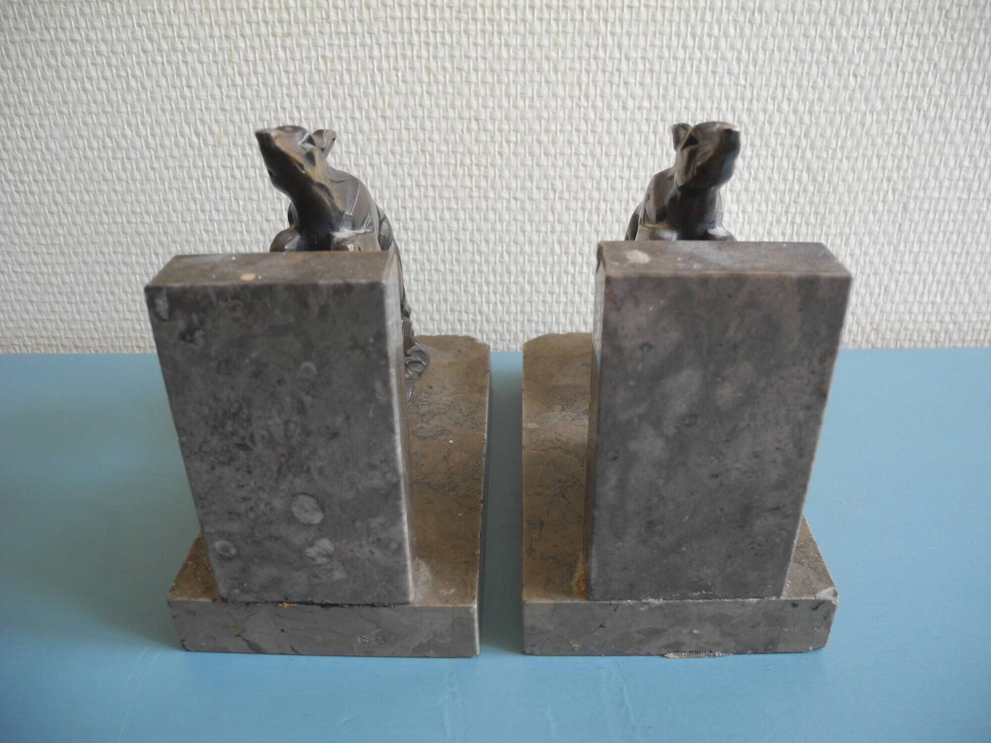 pair of art deco greyhound bookends bronze marble antique pair of bookends