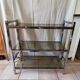 Étagère vintage métal chromé et verre fumé