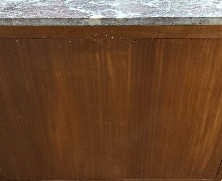 Wooden cabinet with doors, richly inlaid with floral patterns, Louis XV style.