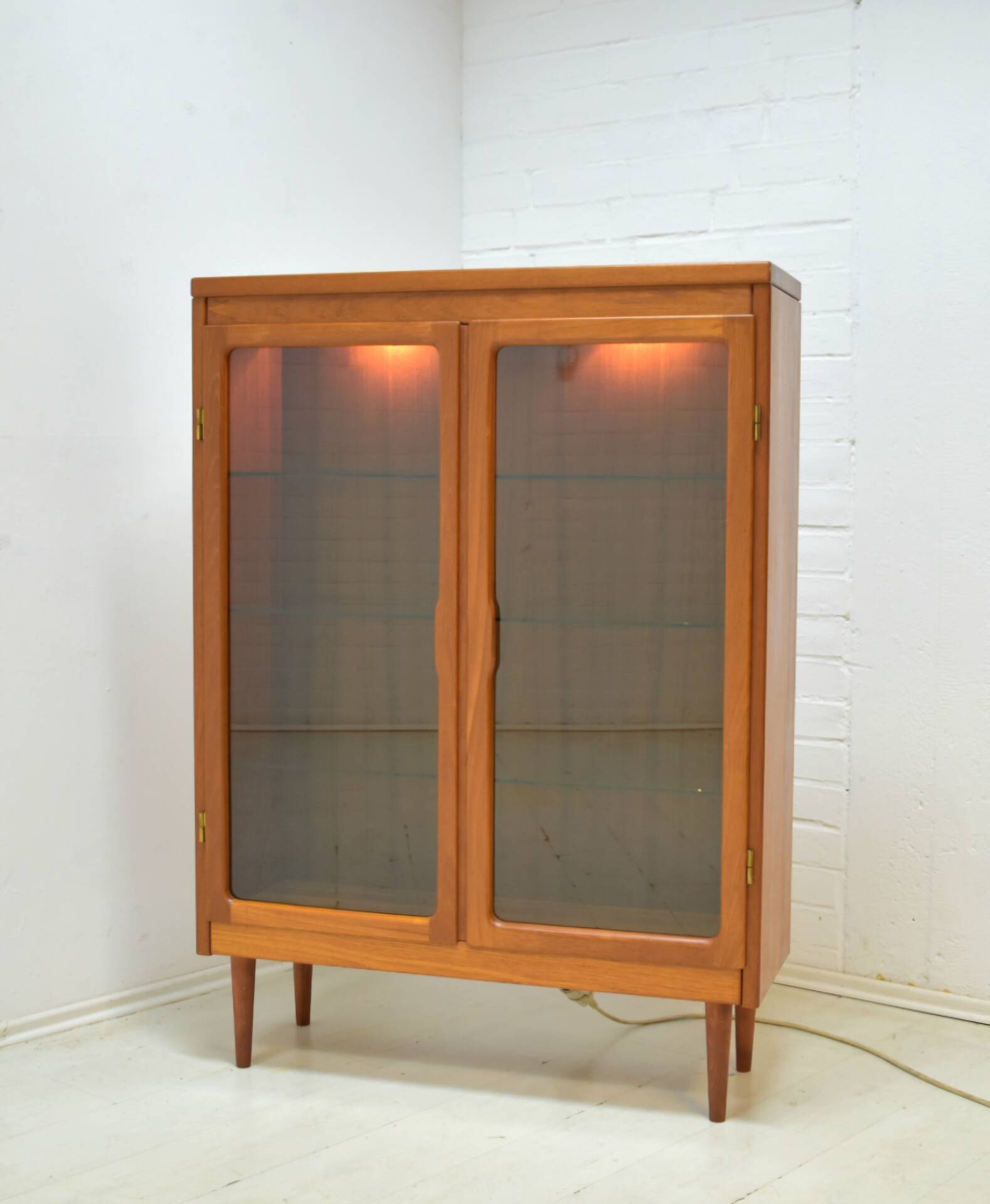 Danish solid teak display cabinet 1960s Scandinavian vintage