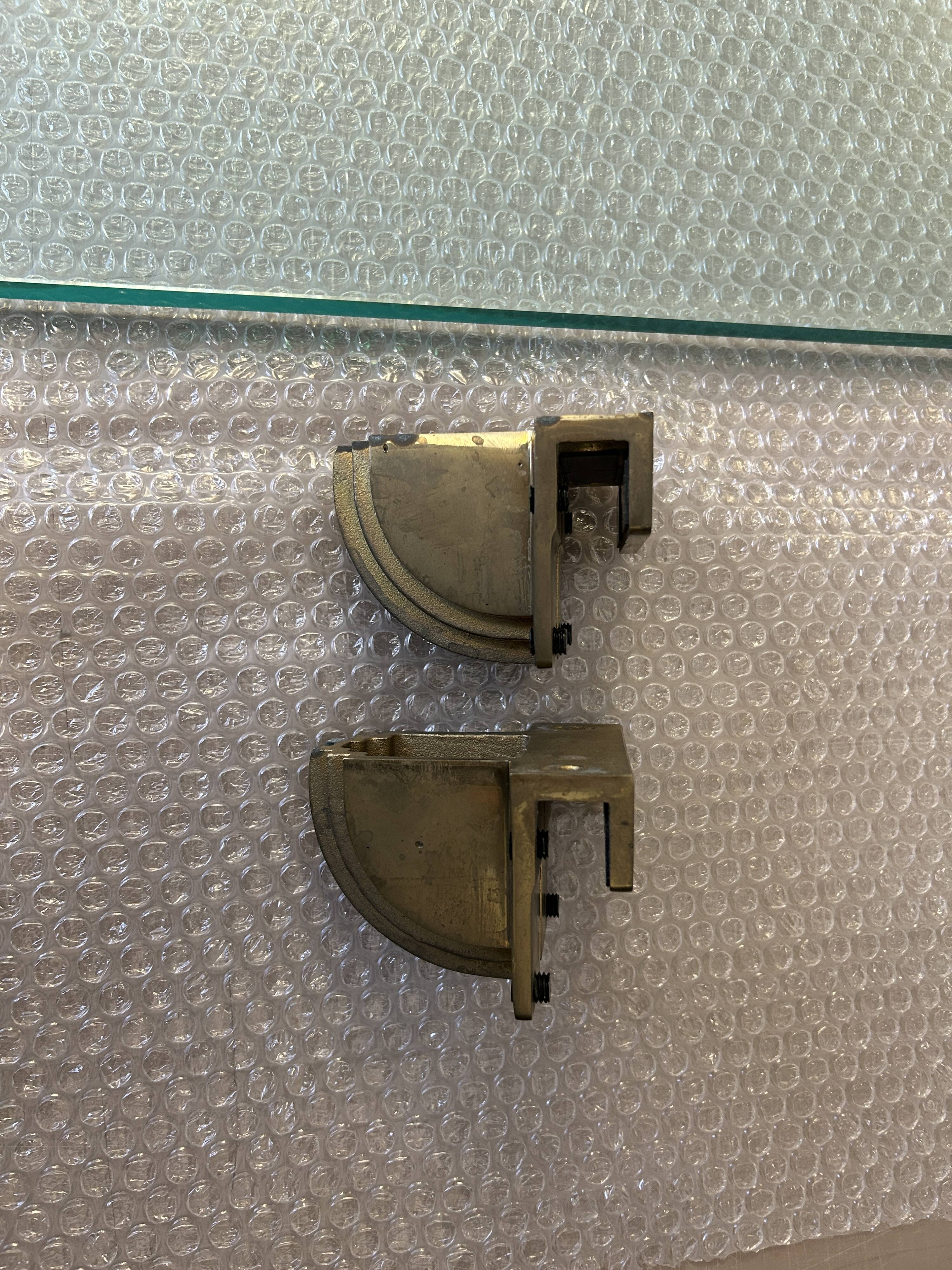 Stunning shelve Glass with Bronze brackets 1970s Peter Ghyczy