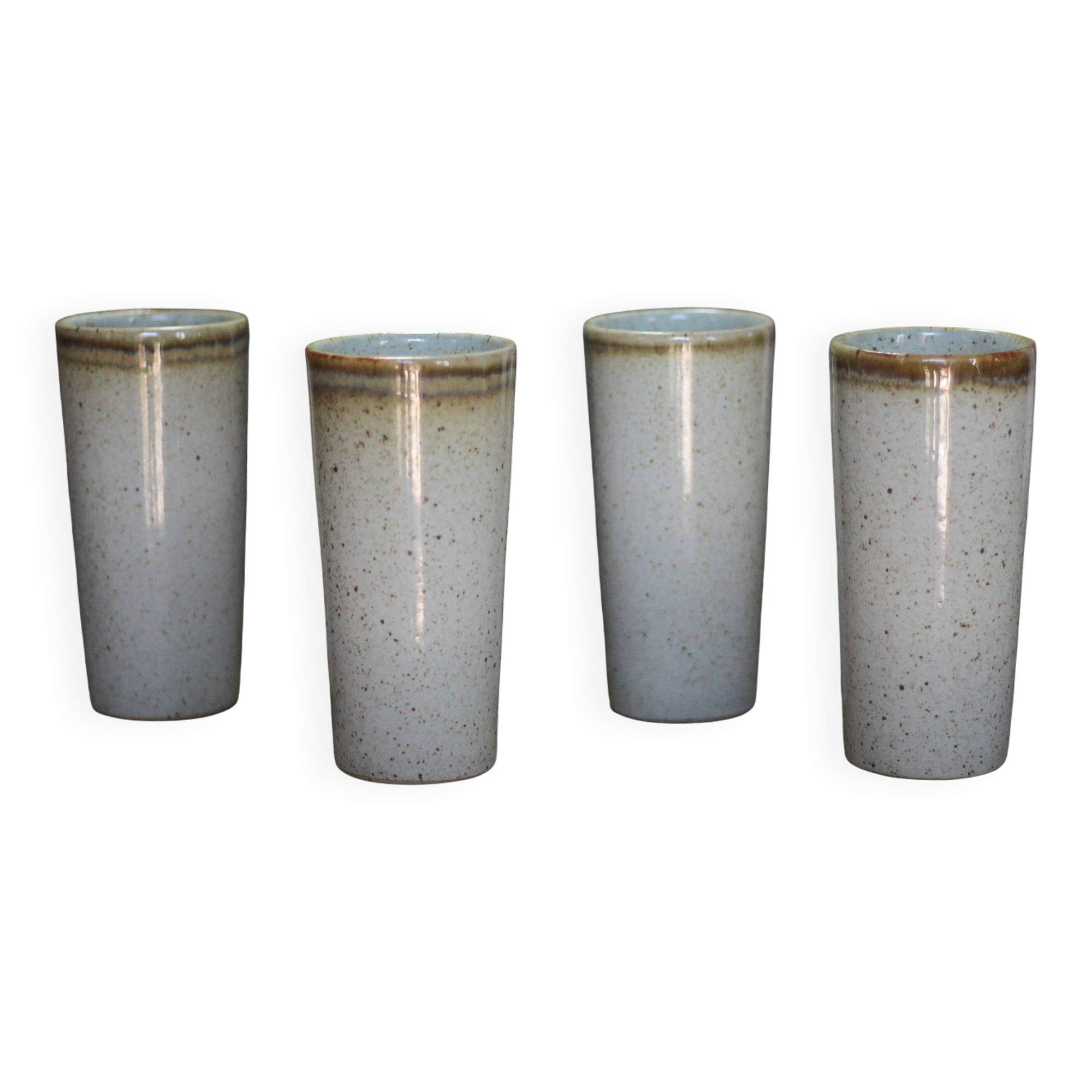 Ceramic cup set signed by Jean Austruy X 4, large ceramic cup.