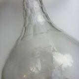 Pair of crystal decanters with cut collar and engraved body with R monograms